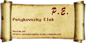 Petykovszky Elek névjegykártya