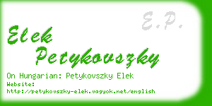 elek petykovszky business card